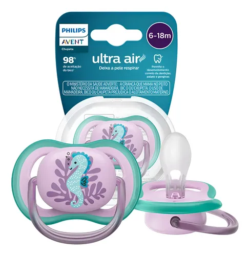 AVENT CHUPETA ULTRA AIR INDIVIDUAL DECORADA 6-18M CAVALO MARINHO 