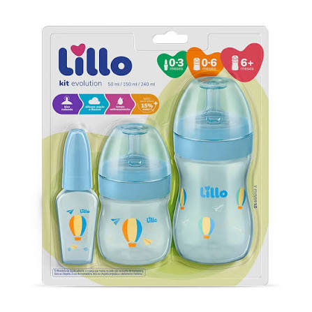 LILLO KIT 3 MAMADEIRAS PRIMEIROS PASSOS AZUL