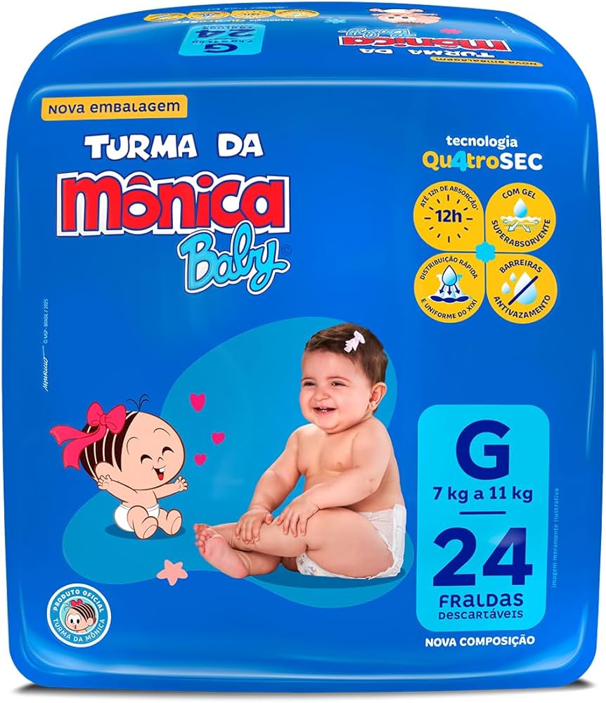 TURMA DA MONICA FRALDA JUMBO TAMANHO G COM 24 UNIDADES